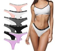 Desanlapi 10 Pezzi Donna Perizoma Tanga in Cotton Mutande Stretch Thongs Elastici Intimo Mutandine Femminile Semplice e Confortevole Colori Varie UN2 L