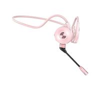 DESAV Cuffie a conduzione ossea, cuffie sportive da gioco, cuffie stereo wireless Bluetooth 5.0, auricolari aperti con doppio ascolto con microfono, per correre a casa, rosa