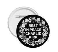 Descansa en paz Charlie Kirk Pin Dios bendiga Oren por Charlie Kirk Pins Insignia Ropa Sombrero Camisa Decoración Insignia redonda Tamaño
