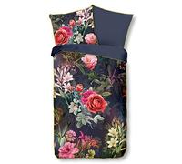 Descanso Simone - Set di biancheria da letto in raso di cotone biologico, motivo floreale, multicolore, 155 x 220 cm + 1-80 x 80 cm