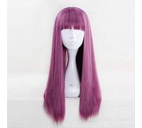 Descendants 2 Mal 60Cm Purple Mix Straight Flat Bangs Parrucca Sintetica Cosplay Parrucche Per Feste Di Halloween Da Donna + Berretto Per Parrucca