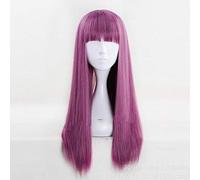 Descendants 2 Mal 60Cm Purple Mix Straight Flat Bangs Parrucca Sintetica Cosplay Parrucche Per Feste Di Halloween Da Donna + Protezione Per Parrucca