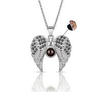 Desdira Collana Personalizzata con Foto e Proiezione Ali d’Angelo con Immagine Interna, Gioiello Donna Argento Oro Oro Rosa Regalo Fidanzata Mamma Figlia