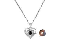 Desdira Collana Personalizzata con Foto e Proiezione, Ciondolo Cuore con Immagine Interna, Gioiello Personalizzato Regalo Donna