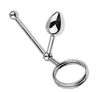 Desdon 3 misure BDSM Perline anali rimovibili Gancio anale mobile con anello for il pene Indossa un gancio anale Plug anale in acciaio inossidabile Butt plug SM Giocattolo sessuale for donne uomini(Si