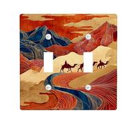 Desert Adventure - Piastre di copertura per interruttori della luce, sagome di montagna rossa e cammello per decorazioni domestiche, piastre da parete in materiale termoplastico, dimensioni standard a