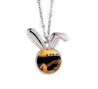 Desert Along the Way to the Silk Road Map - Collana con ciondolo a forma di coniglietto, idea regalo