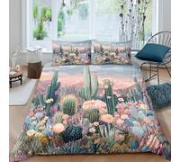 Desert cacti bloomcopripiumino ultra microfibra 3 Pezzi stampa 3D con cerniera Botanical fantasy art Set Di Copripiumino incluso federe per cuscini aiosa for bambini e adolescenti Double（200x200cm）