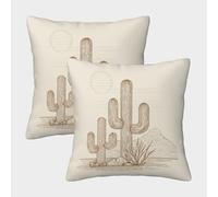 Desert Cactus Line Art-Minimalist Desert Illustration Federe Cuscini Per Divano Decorativa Available All Seasons Fodere Cuscino Confezione Da 2 Cerniera Invisibile Per Divani Giardino 45x45cm