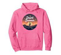 Desert Dreaming: Incantevole Tramonto Cactus Paesaggio Arte Felpa con Cappuccio, Unisex per Adulti, Rosa Acceso, L