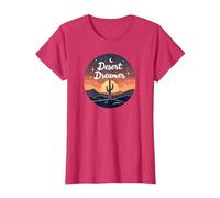 Desert Dreaming: Incantevole Tramonto Cactus Paesaggio Arte Maglietta, Donna, Rosso mélange, L