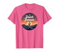 Desert Dreaming: Incantevole Tramonto Cactus Paesaggio Arte Maglietta, Uomo, Rosa mélange, L