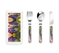 Desert Grapes Stoviglie per bambini set da 3 pezzi, coltello riutilizzabile, forchetta e cucchiaio, stoviglie portatili per la protezione degli alimenti per bambini