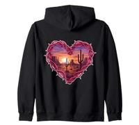 Desert Heart Cactus Tramonto Southwest Romance Wall Art Felpa con Cappuccio