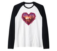 Desert Heart Cactus Tramonto Southwest Romance Wall Art Maglia con Maniche Raglan
