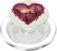 Desert Heart Cactus Tramonto Southwest Romance Wall Art PopSockets PopGrip per MagSafe