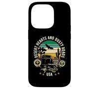 Desert Hearts and Dusty Roads USA Hotrod Design in stile retrò Custodia per iPhone 14 Pro
