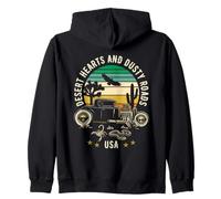 Desert Hearts And Dusty Roads USA Hotrod Design in Stile retrò Felpa con Cappuccio