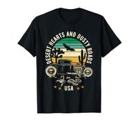 Desert Hearts And Dusty Roads USA Hotrod Design in Stile retrò Maglietta