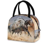 Desert Horses Run Borsa termica per il pranzo al galoppo, borsa termica multitasche riutilizzabile per donne e uomini, lavoro scolastico, picnic, viaggi all'aperto