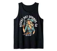 Desert Hot Springs CA USA Cowgirl con pistola Western Design Canotta