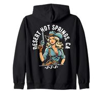 Desert Hot Springs CA USA Cowgirl con pistola Western Design Felpa con Cappuccio