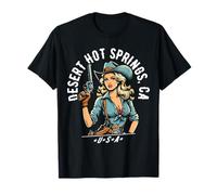 Desert Hot Springs CA USA Cowgirl con pistola Western Design Maglietta
