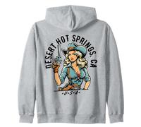 Desert Hot Springs California Cowgirl Design in stile occidentale Felpa con Cappuccio