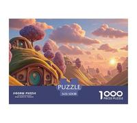 Desert Landscape at Sunset 1000 Pcs Cartone Robusto Puzzle Hobbit-style House Sfida Unica Gioco Per Famiglie Puzzle Decorazioni Per La Casa 52x38cm/1000pcs