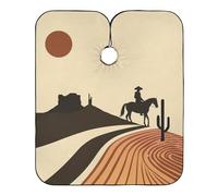 Desert Men Horse Retro Hair Cut Mantella con chiusura a scatto regolabile, mantelle fresche per adulti impermeabile bata para cortar Cabello 165,1 x 139,7 cm