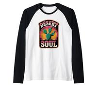 Desert Soul Retro Cactus Tramonto Sud-Ovest Deserto Maglia con Maniche Raglan