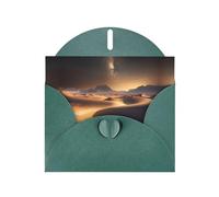 Desert Stars - Biglietto di auguri orizzontale con busta a forma di cuore verde scuro e scritta vari auguri per le vacanze