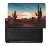 Desert With Cactus Custodia per passaporto in pelle portafoglio per passaporto con blocco RFID portafoglio da viaggio organizer per passaporto protezione passaporto per uomini e donne