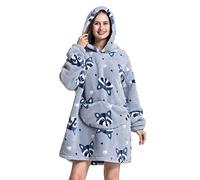 Deserthome Coperta indossabile con cappuccio oversize coperta con cappuccio per donne adulte super morbida confortevole calda flanella grigio procione