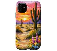Deserto Tramonto Cactus Wildflower Arizona Paesaggio Arte Custodia per iPhone 11