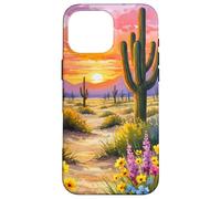 Deserto Tramonto Cactus Wildflower Arizona Paesaggio Arte Custodia per iPhone 16 Pro Max