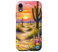 Deserto Tramonto Cactus Wildflower Arizona Paesaggio Arte Custodia per iPhone XR