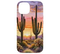 Deserto Tramonto Case Cactus Fiori di campo Arizona Custodia per iPhone 14