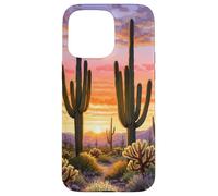 Deserto Tramonto Case Cactus Fiori di campo Arizona Custodia per iPhone 15 Pro Max