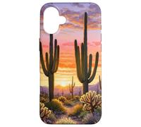 Deserto Tramonto Case Cactus Fiori di campo Arizona Custodia per iPhone 16 Plus