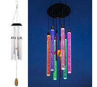 DesGully - Campanelli a vento solari per esterni, 6 tubi LED che cambiano colore campanella per esterni, decorazione da giardino, patio colorato, regali per lei/lui (94 cm)