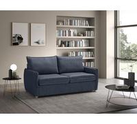 Deshome - Divano letto matrimoniale 2 posti | 3 posti 170x90cm, divano letto con materasso, cuscini da seduta estraibili, struttura pieghevole, tessuto morbido al tatto, CLEOPATRA (Blu)