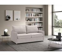 Deshome - Divano letto matrimoniale 2 posti | 3 posti 170x90cm, divano letto con materasso, cuscini da seduta estraibili, struttura pieghevole, tessuto morbido al tatto, CLEOPATRA (Beige)