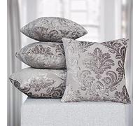 Deshome Fleur - Coppia di Cuscini per divano 45x45 cm in ciniglia con imbottitura in gommapiuma, cuscini decorativi per arredo letto matrimoniale, divani, sfoderabili (Grigio)