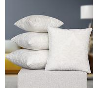 Deshome Fleur - Coppia di Cuscini per divano 45x45 cm in ciniglia con imbottitura in gommapiuma, cuscini decorativi per arredo letto matrimoniale, divani, sfoderabili (Bianco)