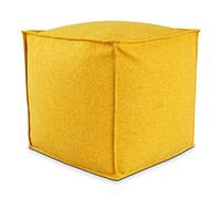 Deshome Pouf da esterno e interno - Pouf poggiapiedi quadrato 50x50x50 cm da giardino idrorepellente sfoderabile, Puff design moderno per soggiorno terrazzo e camera da letto Light Pouf Giallo sole