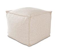 Deshome Pouf da esterno e interno - Pouf poggiapiedi quadrato 60x60x50 cm da giardino idrorepellente sfoderabile, Puff design moderno per soggiorno terrazzo e camera da letto Light Pouf Beige