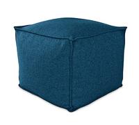 Deshome Pouf da esterno e interno - Pouf poggiapiedi quadrato 60x60x50 cm da giardino idrorepellente sfoderabile, Puff design moderno per soggiorno terrazzo e camera da letto Light Pouf Blu