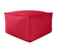 Deshome Pouf da esterno e interno - Pouf poggiapiedi quadrato 80x80x50 cm da giardino idrorepellente sfoderabile, Puff design moderno per soggiorno terrazzo e camera da letto Light Pouf Rosso