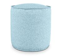 Deshome Pouf da esterno e interno - Pouf poggiapiedi tondo Ø 50 cm da giardino idrorepellente sfoderabile, Puff design moderno per divano soggiorno camera da letto Light Pouf Turchese polvere